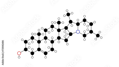 solanidine molecule, structural chemical formula, ball-and-stick model, isolated image plant toxins