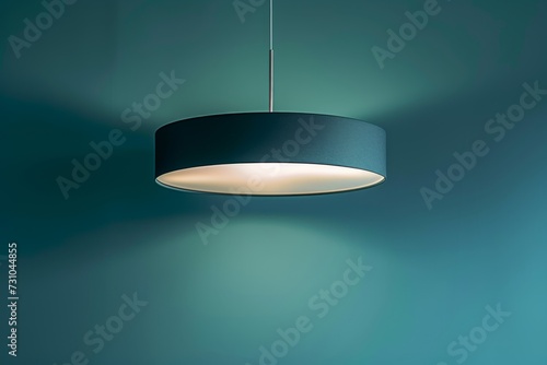 industrial pendant lamp is hanging over green colored ceiling photo