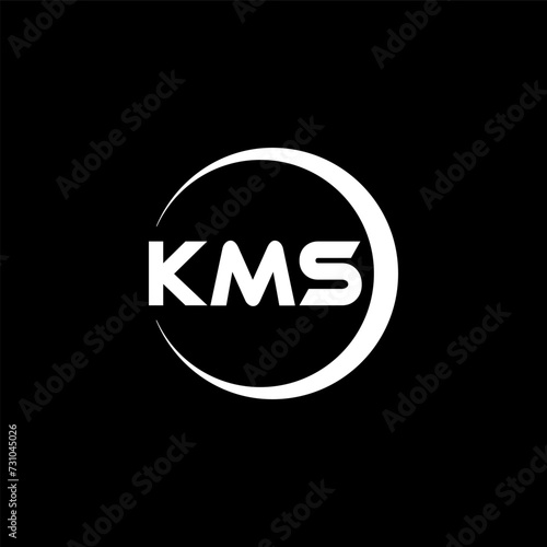 KMS letter logo design with black background in illustrator, cube logo, vector logo, modern alphabet font overlap style. calligraphy designs for logo, Poster, Invitation, etc. photo