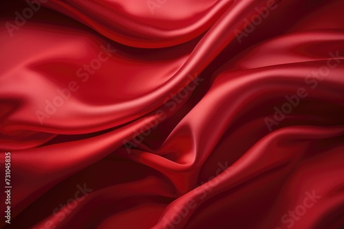 A detailed view of a vibrant red silk fabric, showcasing its rich color and smooth texture.