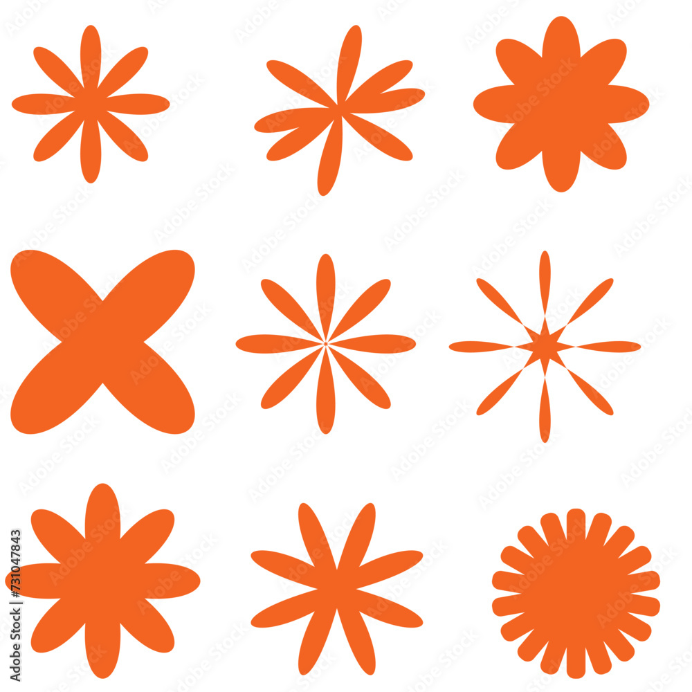 Flower, line icons set. The flowers of different shapes, symbols collection - obrazy, fototapety, plakaty 