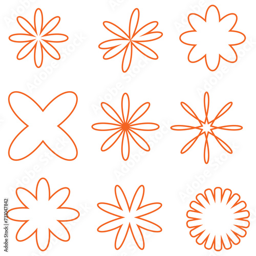 Flower, line icons set. The flowers of different shapes, symbols collection