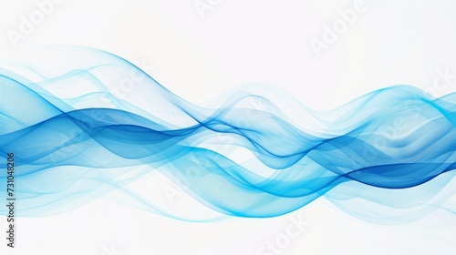A blue abstract wave pattern set against a white background. photo