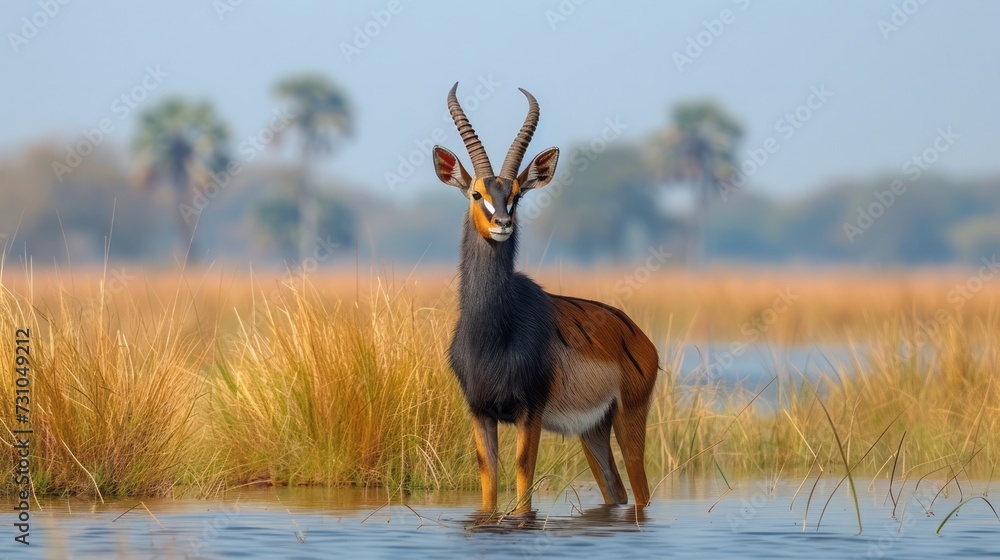 Beautiful Sable antelope in the Okavango Delta, Botswana Beautiful Sable antelope in the Okavango Delta, Botswana