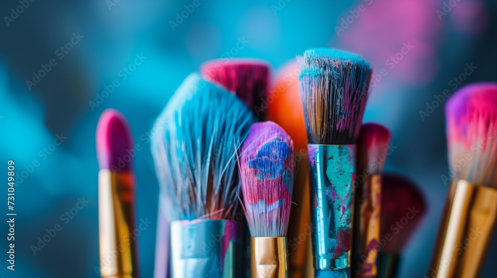 Fototapeta premium Close-up of colorful brushes 