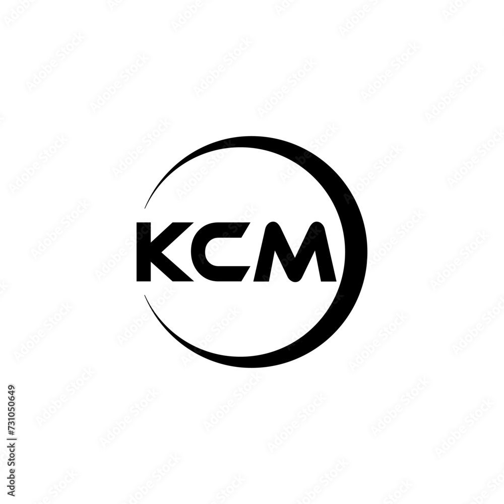 KCM letter logo design with white background in illustrator, cube logo, vector logo, modern alphabet font overlap style. calligraphy designs for logo, Poster, Invitation, etc.