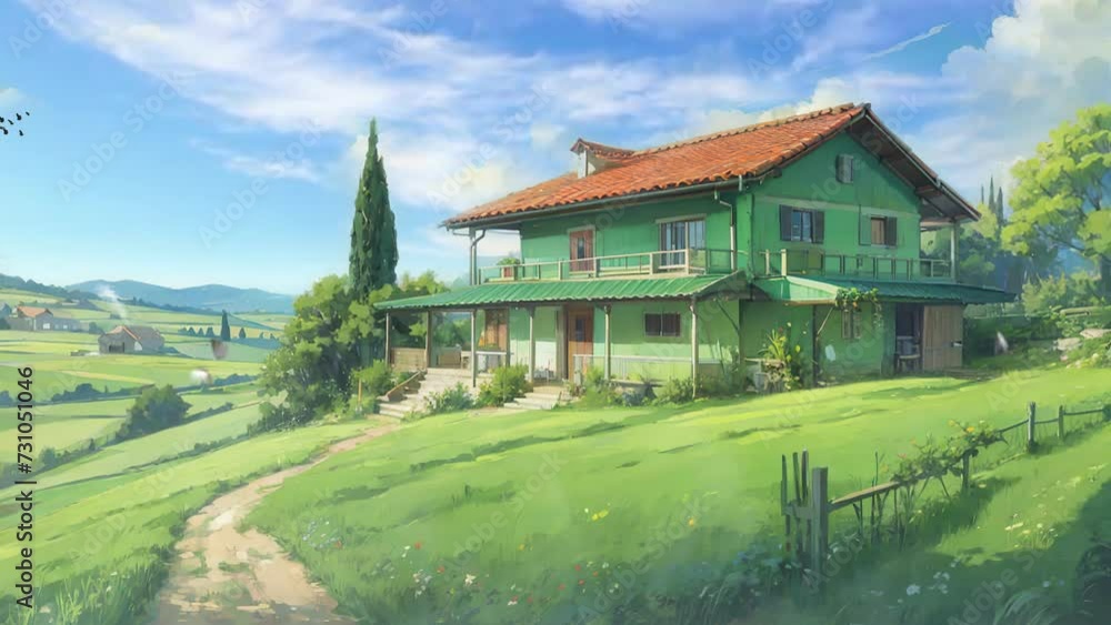 House in the scenic mountains with expansive green gardens, beautifully depicted in a 4K video House in the scenic mountains with expansive green gardens, beautifully depicted in a 4K video