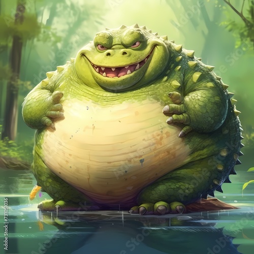 Smiling Animated Alligator Chunky Obese © RobertGabriel