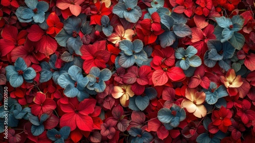 a bunch of red and blue flowers that are next to each other in the same color of red and blue. © Nadia
