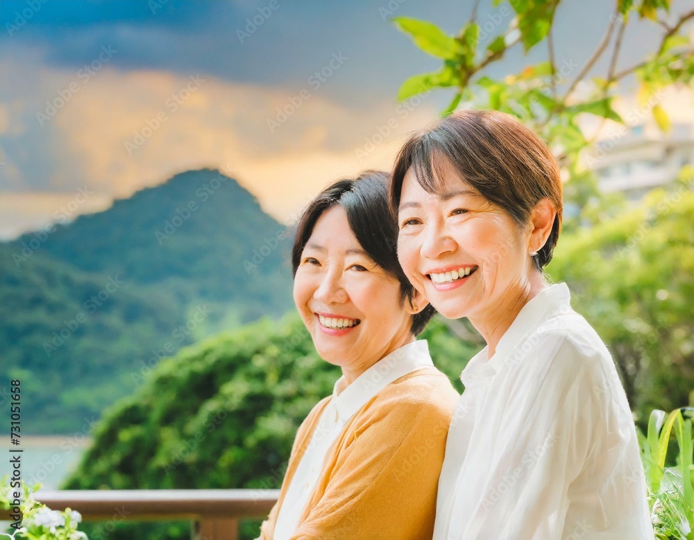 笑顔の中年女性