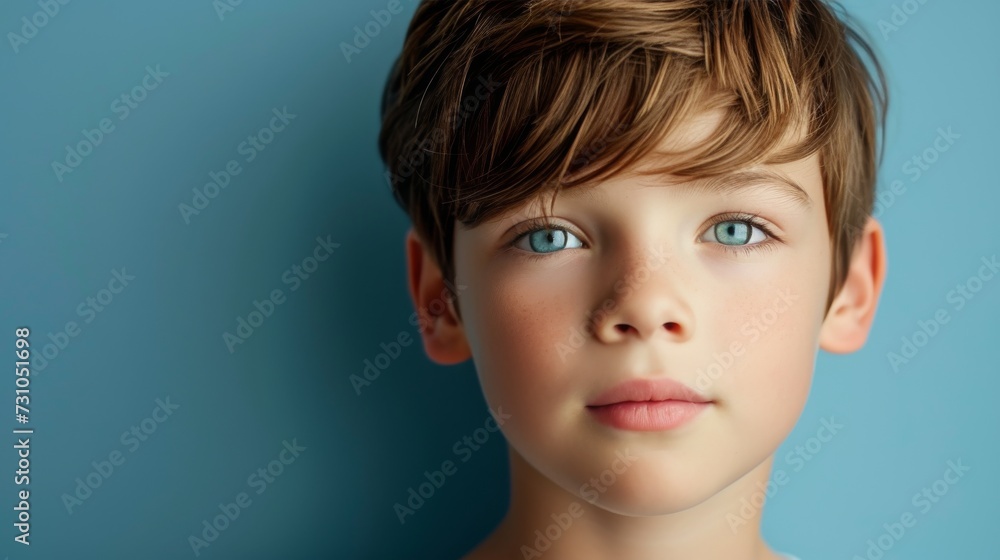 photo portrait of a handsome young caucasian white American model teen boy looking forward. child ad with copy space, cute, kids, children photo portrait of a handsome young caucasian white American model teen boy looking forward. child ad with copy space, cute, kids, children