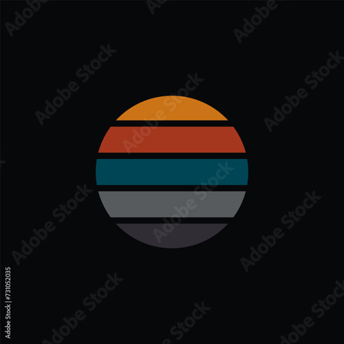 Free Download Vintage round sunset in the style of the 80s. Vector background. A design element. - GFXLoad