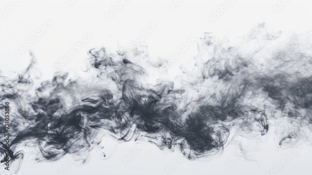 A dark fog or smoke effect against a white background creates a mysterious and atmospheric ambiance.