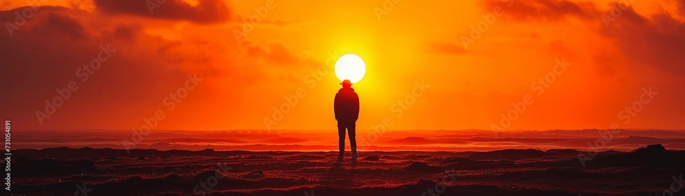 Sunset Silhouette, background image, generative AI