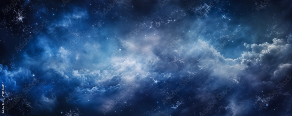 Starry Cosmic Night: Deep Blue Nebula and Milky Way as the Backdrop for Infinite Space. AI Generate Image. Starry Cosmic Night: Deep Blue Nebula and Milky Way as the Backdrop for Infinite Space. AI Generate Image.