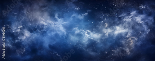 Starry Cosmic Night: Deep Blue Nebula and Milky Way as the Backdrop for Infinite Space. AI Generate Image.