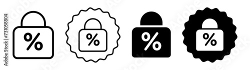 Fixed rate mortgage set in black and white color. Fixed rate mortgage simple flat icon vector
