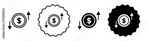 Operating profit loss set in black and white color. Operating profit loss simple flat icon vector