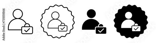 Permanent employee set in black and white color. Permanent employee simple flat icon vector