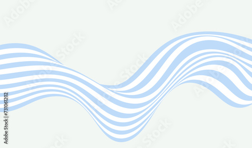 Abstract wave background, blue and white wavy stripes or lines design. Optical art.