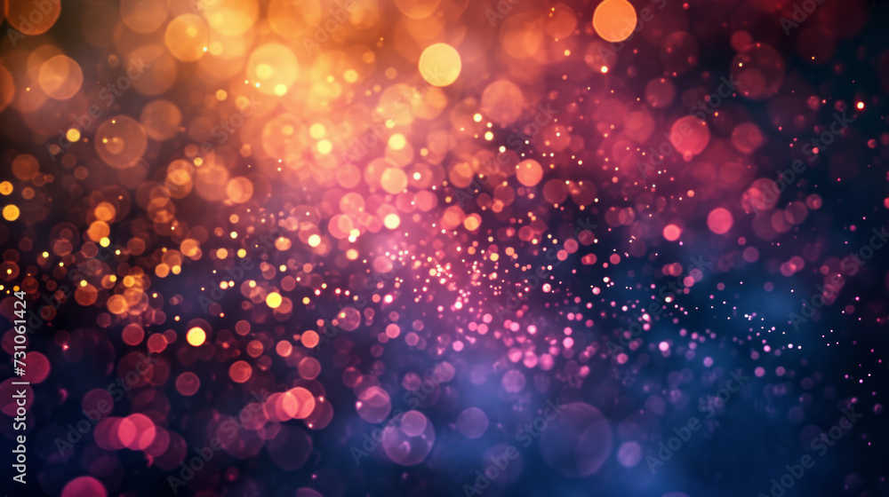 Abstract chaotic sparkling glittering background with color bokeh. - obrazy, fototapety, plakaty 