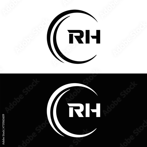 RH logo. RH set , R H design. White RH letter. RH, R H letter logo design. Initial letter RH letter logo set, linked circle uppercase monogram logo. R H letter logo vector design.   © MdRakibul