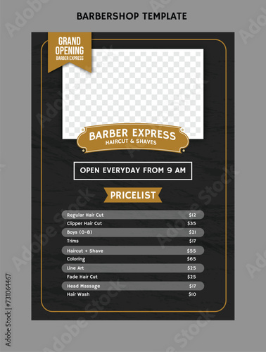 Barbershop and haircut salon poster flyer banner ads for marketing vector template