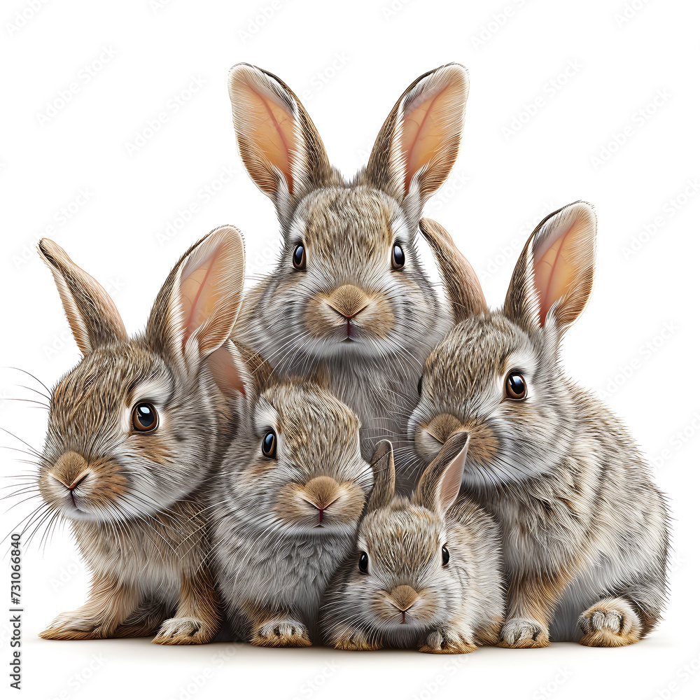 Obraz premium Rabbit family painted with watercolors Vector illustration rabbit isolated on white background