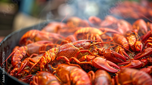 View of cooked crawfish. photo