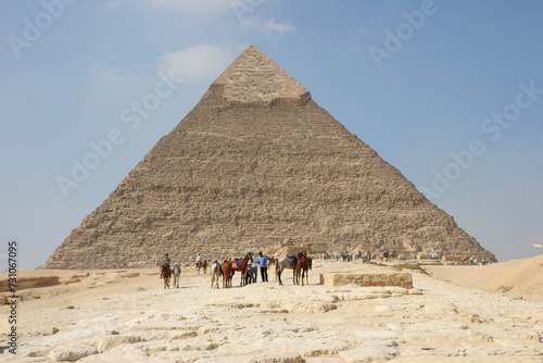 The Great Pyramids in Giza pyramid complex  Egypt. One of Seven Wonders of the World.