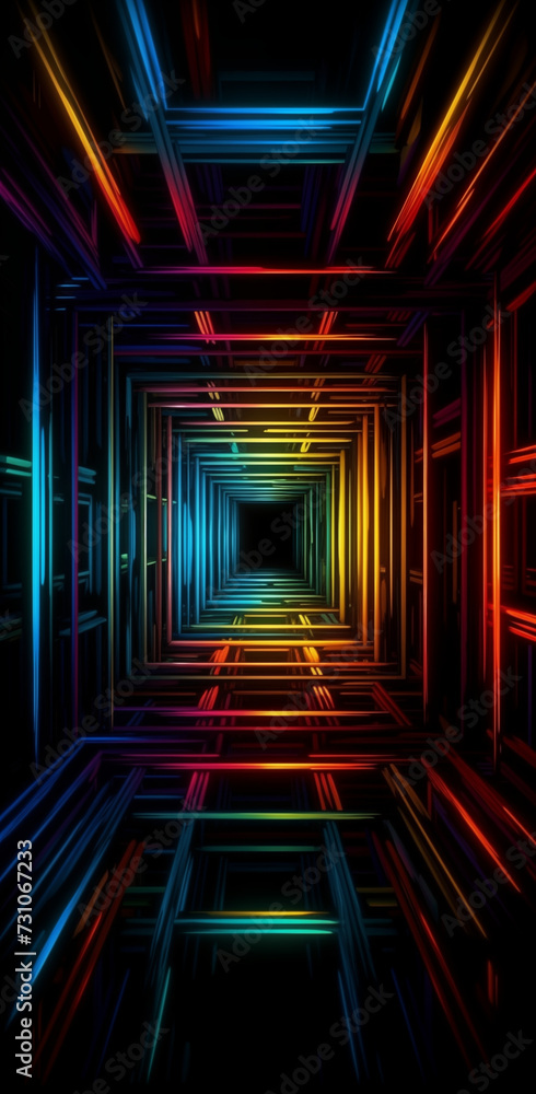 Dark and mesmerizing psychedelic neon wallpaper designed with dark amber and red hues, tailored for mobile phones, creating a visually immersive and vibrant background.