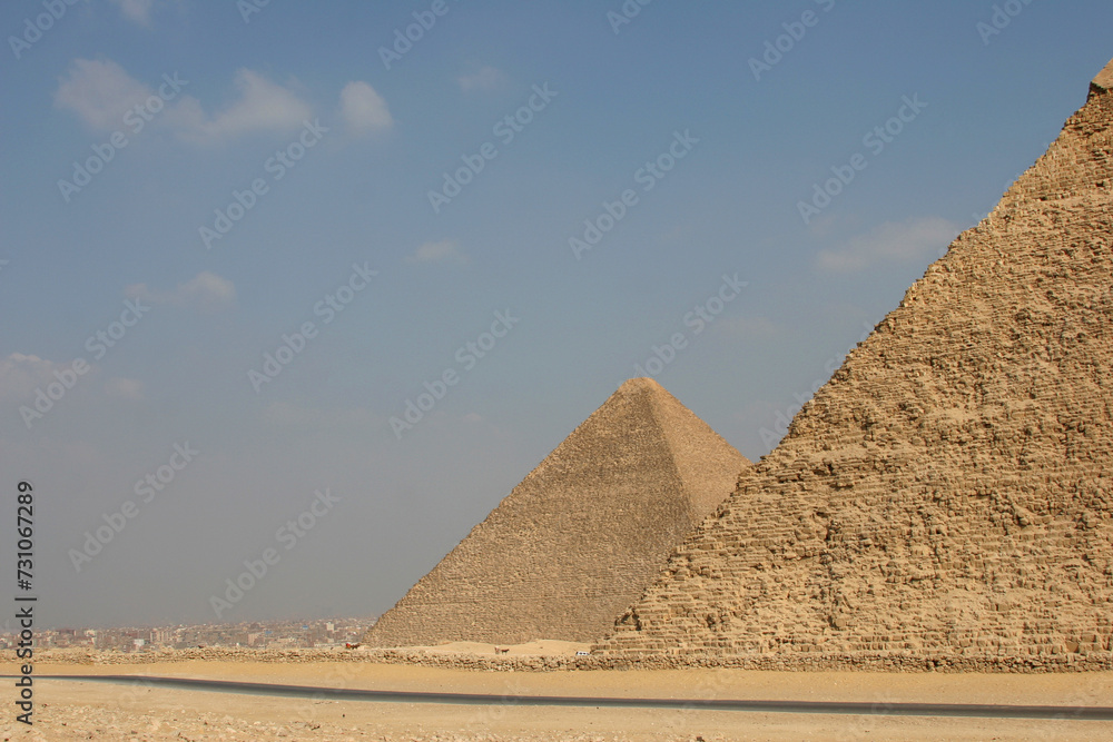 The Great Pyramids in Giza pyramid complex, Egypt. One of Seven Wonders of the World. The Great Pyramids in Giza pyramid complex, Egypt. One of Seven Wonders of the World.