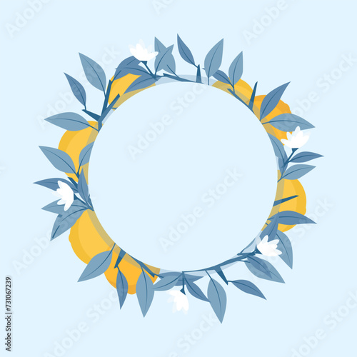 Laconic composition of branches and oranges in the shape of a circle
