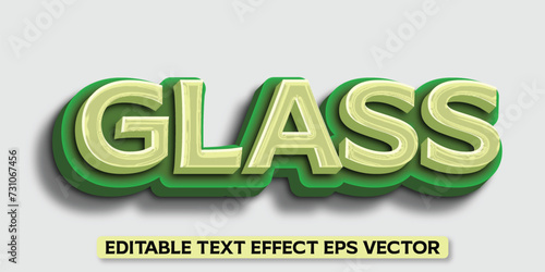 Glass green color editable 3d text effect eps vector
