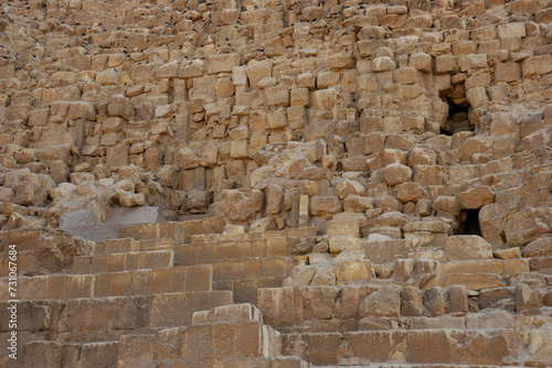 Fototapeta Naklejka Na Ścianę i Meble -  Structure of the pyramid wall in Giza, Egypt.