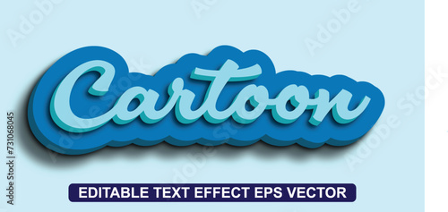Cartoon blue color editable 3d text effect eps vector