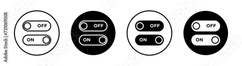 On off switch button slider toggle flat line icon set. On off slider toggle Thin line illustration vector