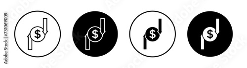 Operating profit loss flat line icon set. Operating profit loss Thin line illustration vector