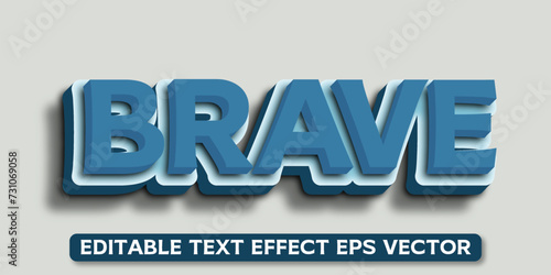Brave blue color editable 3d text effect eps vector
