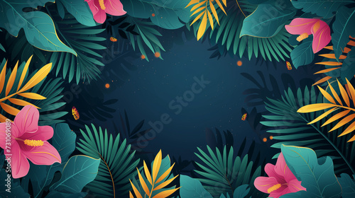Colorful tropical plants background with copy space © Natalina