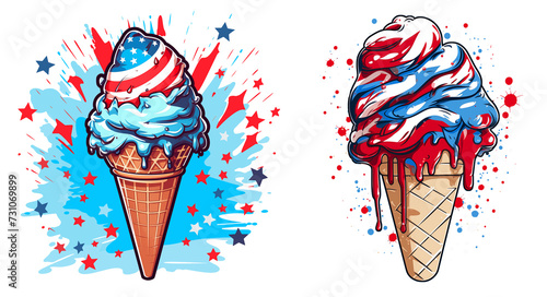 4th of July ice creams with a burst of colorful stars