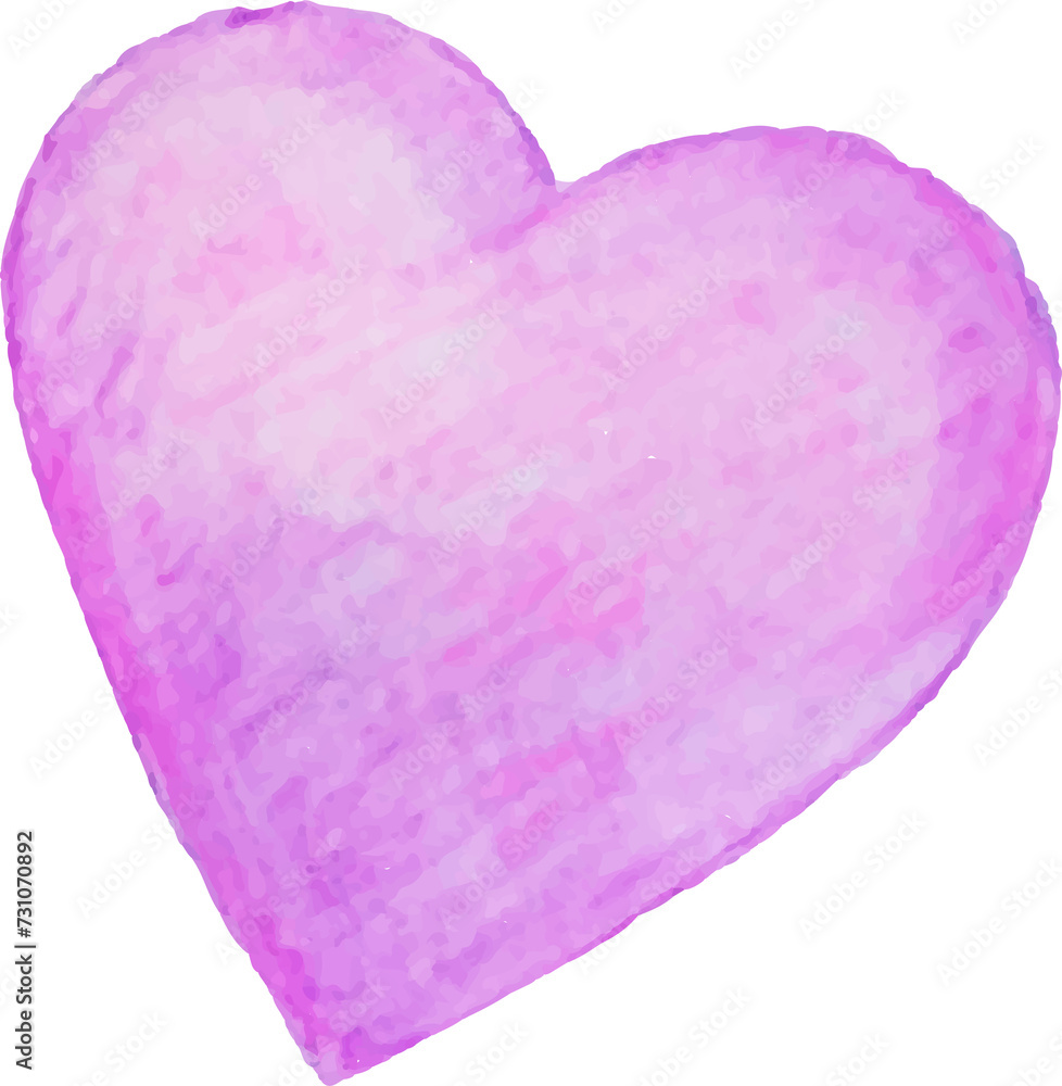decorative elements. Symbols of Valentines Day: hearts, valentines, love. Hand drawn watercolor illustration on transparent, png