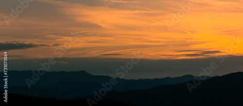 Sunset View orange sky and mountains