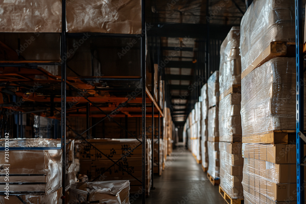 Stockage en entrepôt pour les cartons, boites et containers d’expédition de marchandises pour l'international, par transport maritime sur cargo
