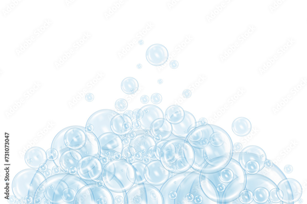 Soap bubbles, soap foam. Isolation on a transparent background.