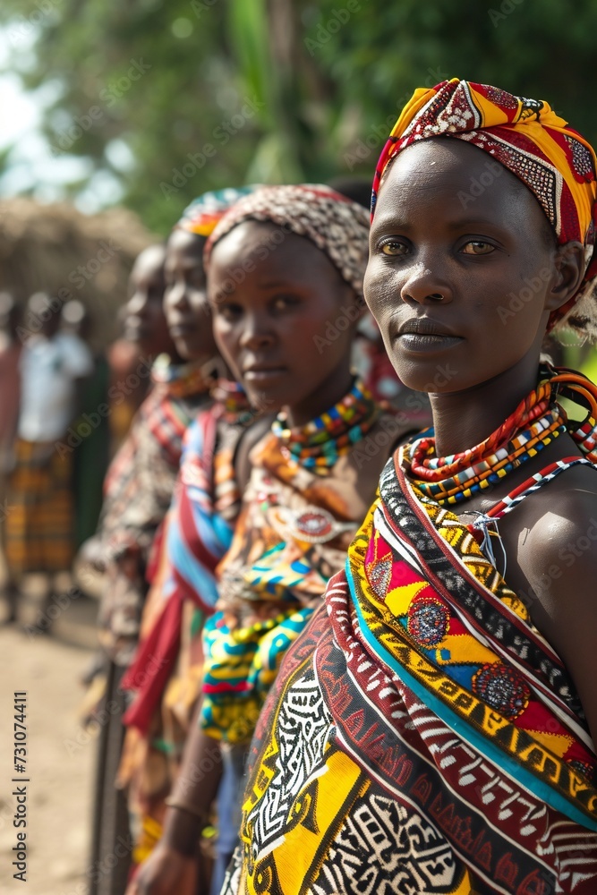 African local tribal women in village.
