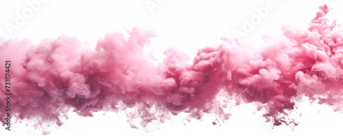 Pink smoke cloud isolated on a white background, ideal for graphic designs and artistic compositions. © vadymstock