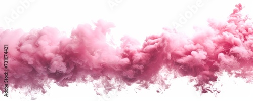 Pink smoke cloud isolated on a white background, ideal for graphic designs and artistic compositions.