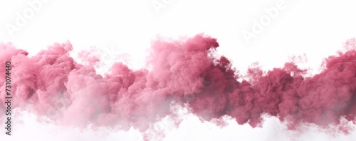 Pink smoke cloud isolated on a white background, ideal for graphic designs and artistic compositions. photo