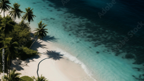 Aerial view of a tropical beach in the Caribbean sea